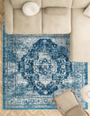Copenhagen Dahlia Collection Area Rug -  Tårnby Square Navy Blue  lifestyle 104