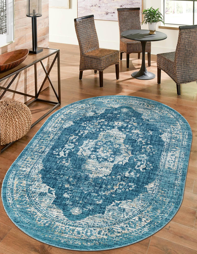 Copenhagen Dahlia Collection Area Rug -  Tårnby Oval Navy Blue  lifestyle 32