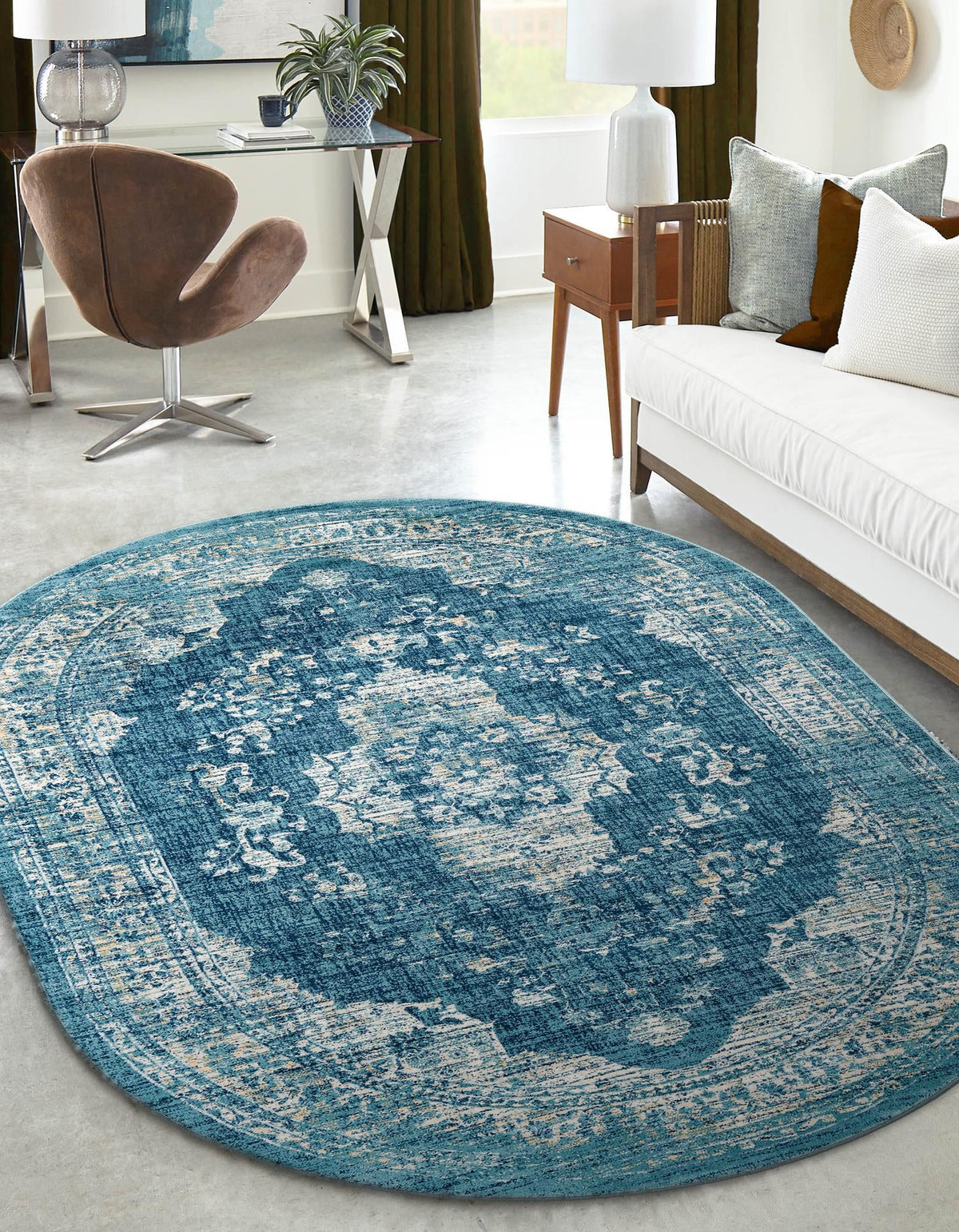 Copenhagen Dahlia Collection Area Rug -  Tårnby Oval Navy Blue  lifestyle 39