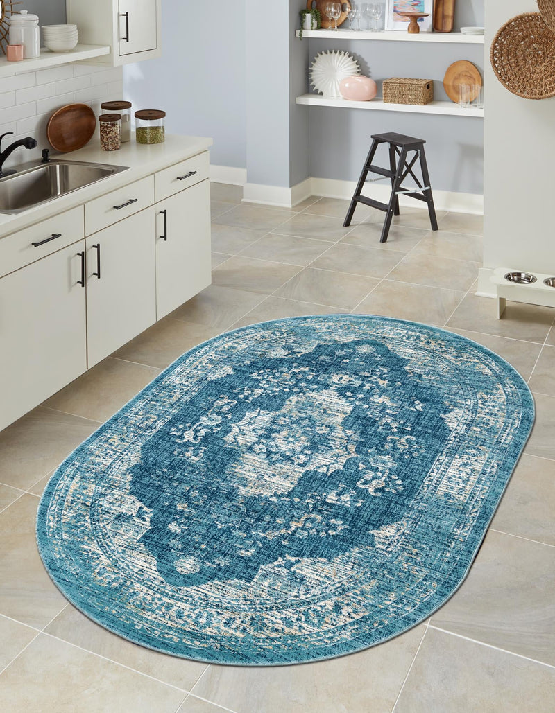 Copenhagen Dahlia Collection Area Rug -  Tårnby Oval Navy Blue  lifestyle 42