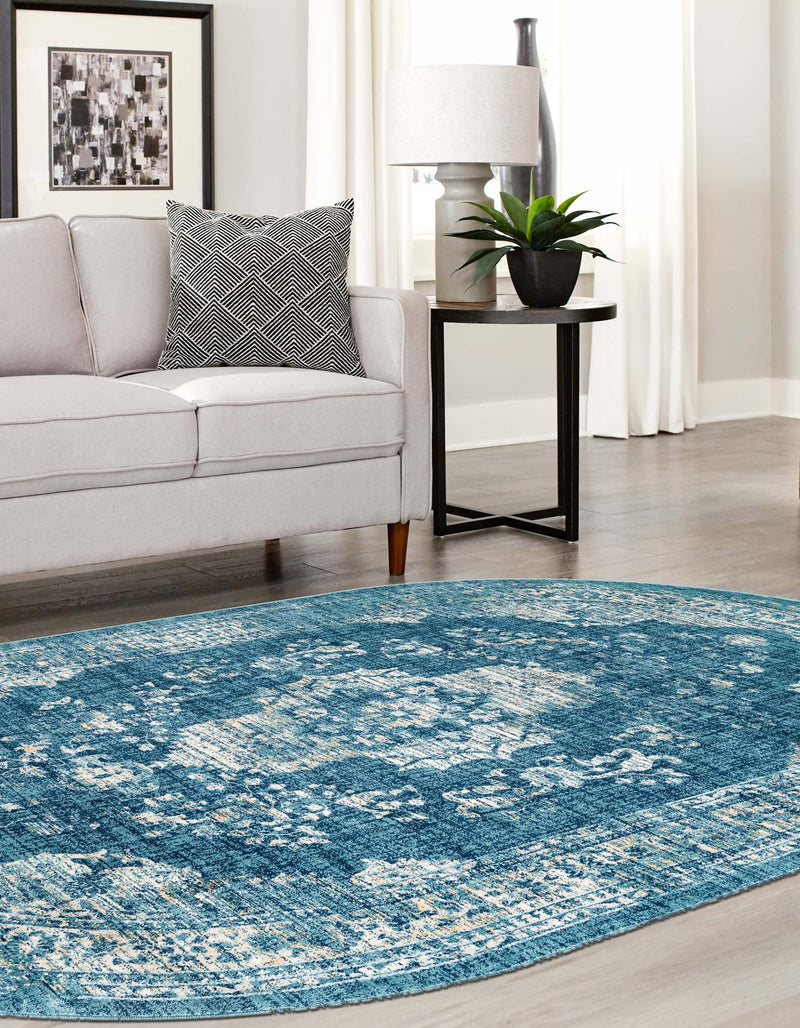 Copenhagen Dahlia Collection Area Rug -  Tårnby Oval Navy Blue  lifestyle 48