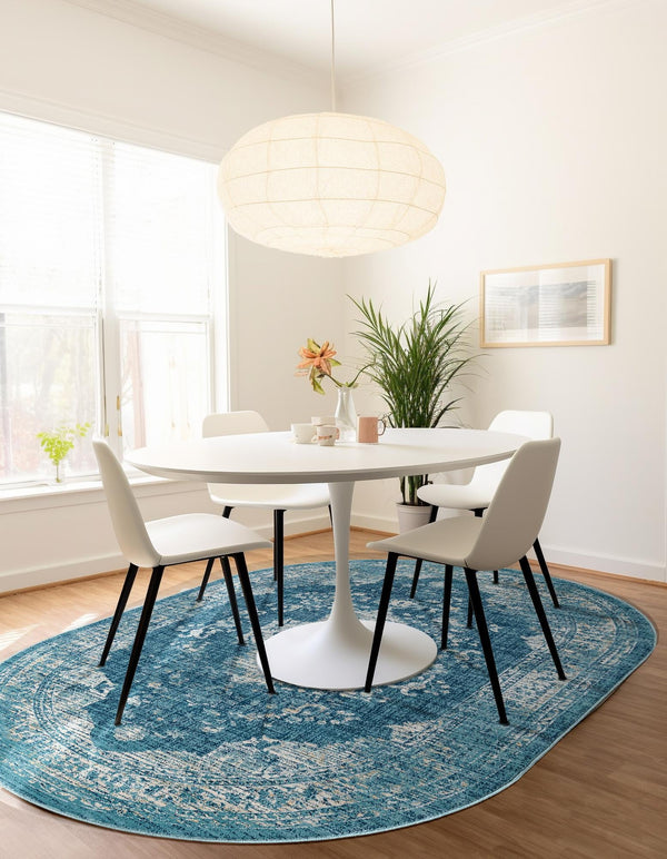 Copenhagen Dahlia Collection Area Rug -  Tårnby Oval Navy Blue  lifestyle 51