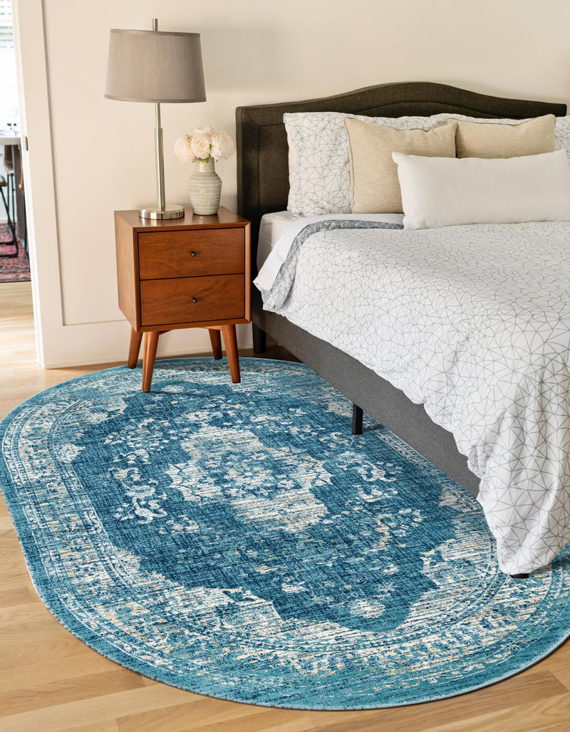 Copenhagen Dahlia Collection Area Rug -  Tårnby Oval Navy Blue  lifestyle 54