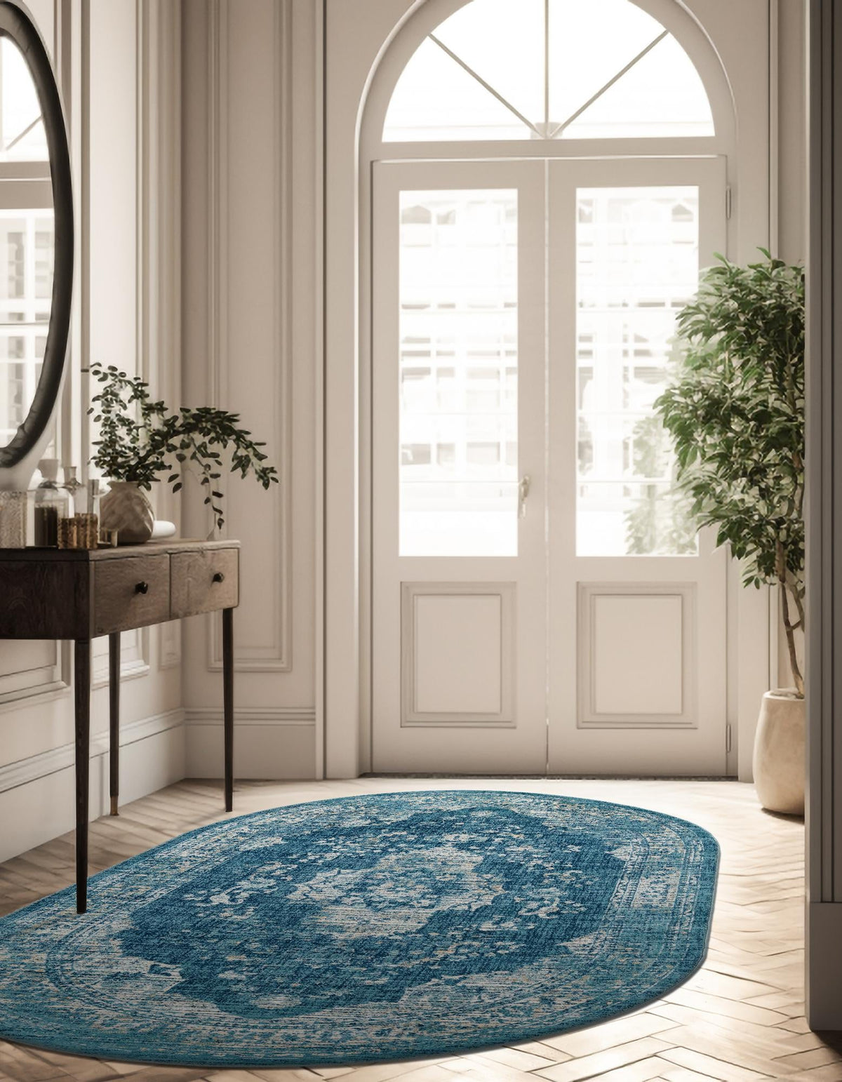 Copenhagen Dahlia Collection Area Rug -  Tårnby Oval Navy Blue  lifestyle 57