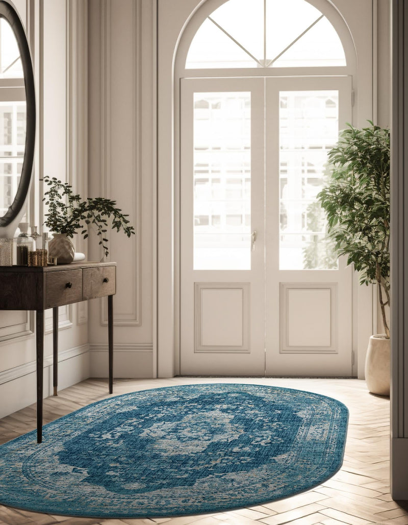 Copenhagen Dahlia Collection Area Rug -  Tårnby Oval Navy Blue  lifestyle 57