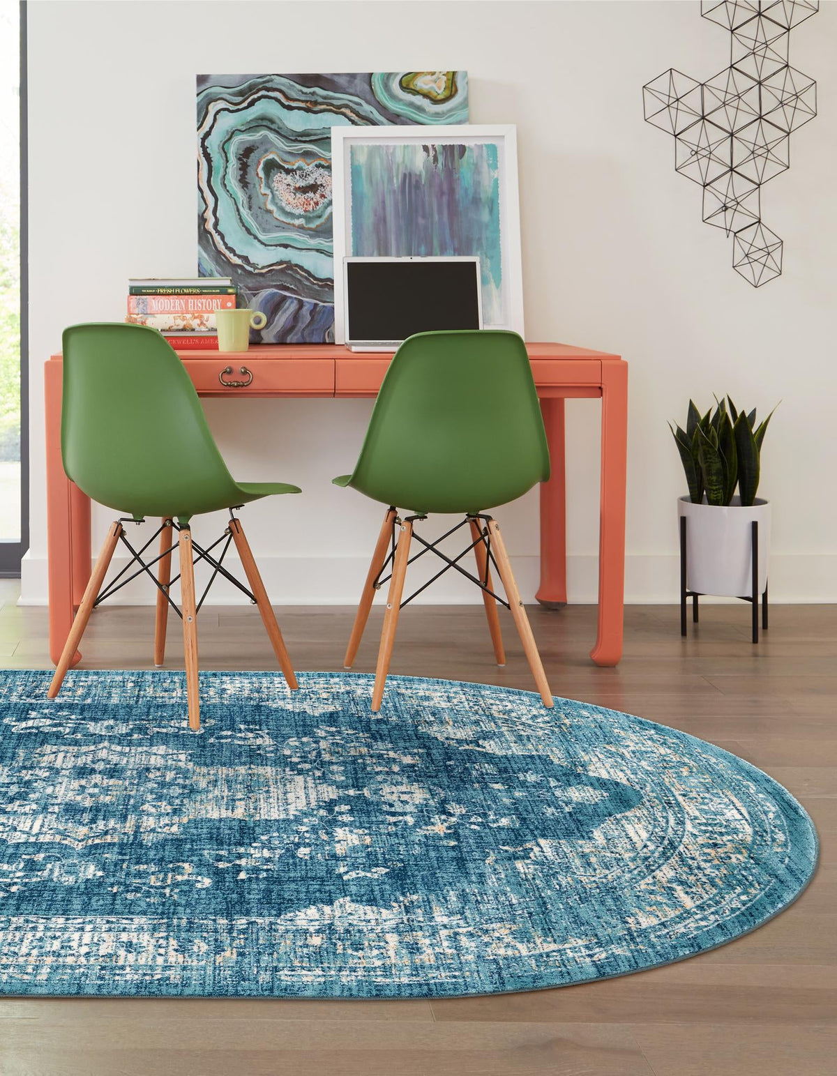 Copenhagen Dahlia Collection Area Rug -  Tårnby Oval Navy Blue  lifestyle 59