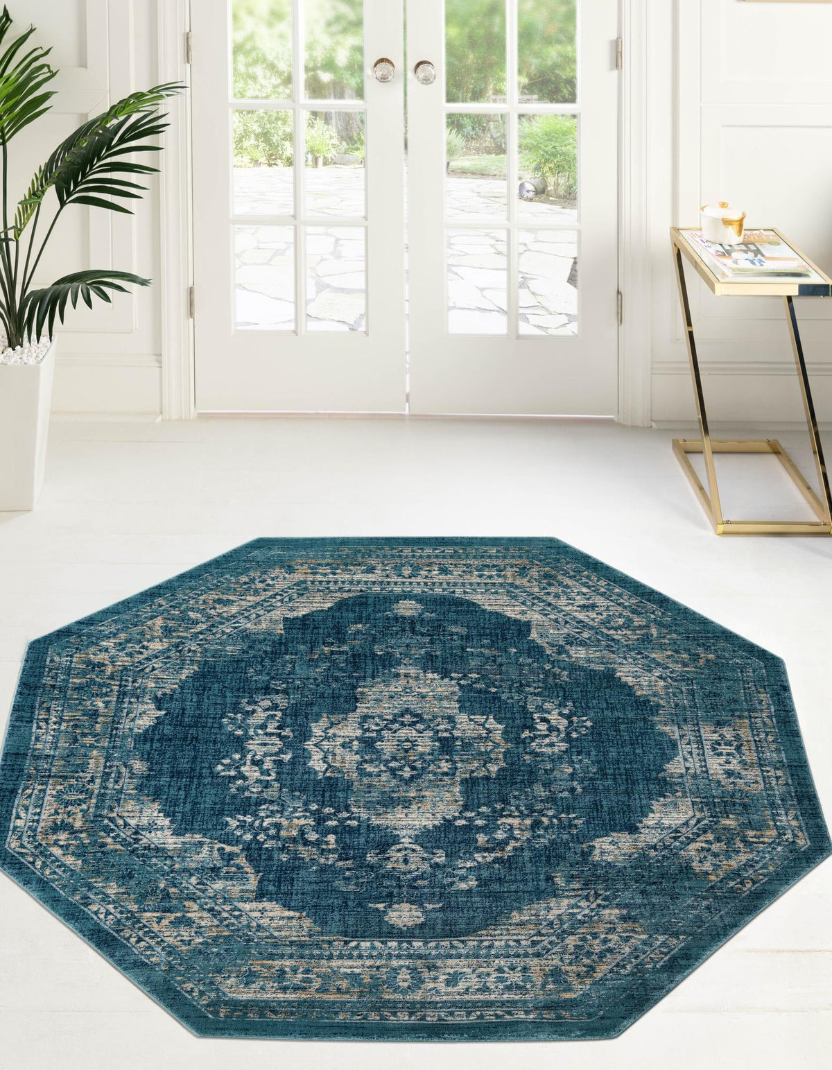 Copenhagen Dahlia Collection Area Rug -  Tårnby Octagon Navy Blue  lifestyle 31