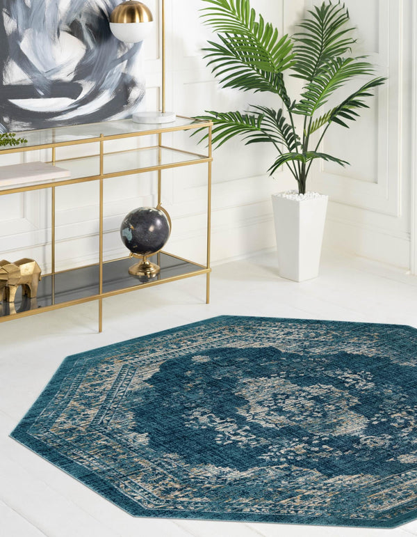 Copenhagen Dahlia Collection Area Rug -  Tårnby Octagon Navy Blue  lifestyle 36
