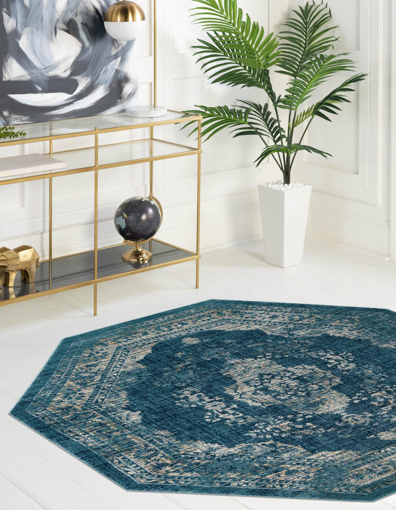 Copenhagen Dahlia Collection Area Rug -  Tårnby Octagon Navy Blue  lifestyle 36