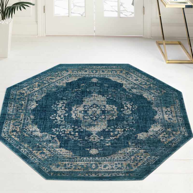 Copenhagen Dahlia Collection Area Rug -  Tårnby Octagon Navy Blue  lifestyle 106