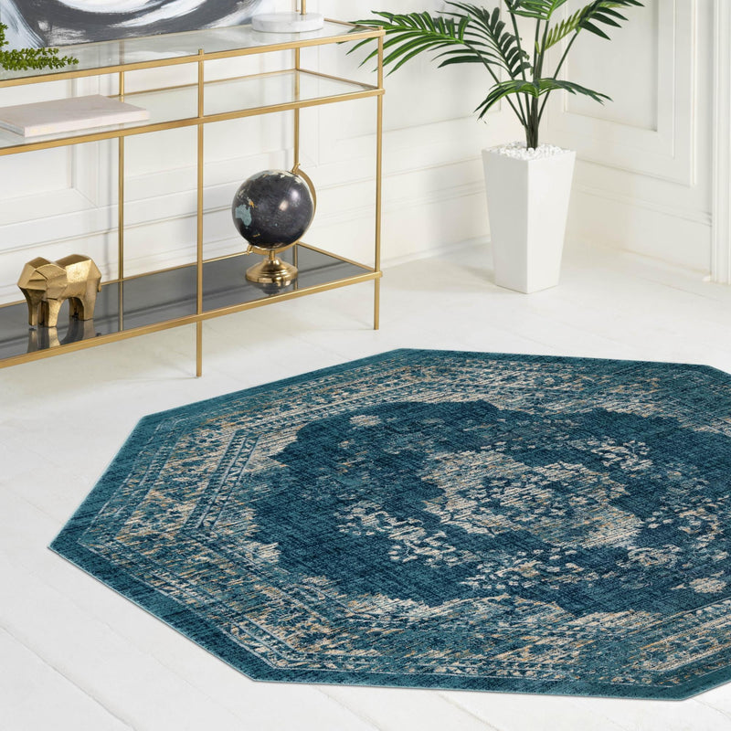 Copenhagen Dahlia Collection Area Rug -  Tårnby Octagon Navy Blue  lifestyle 108