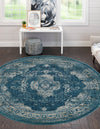 Copenhagen Dahlia Collection Area Rug -  Tårnby Round Navy Blue  lifestyle 29