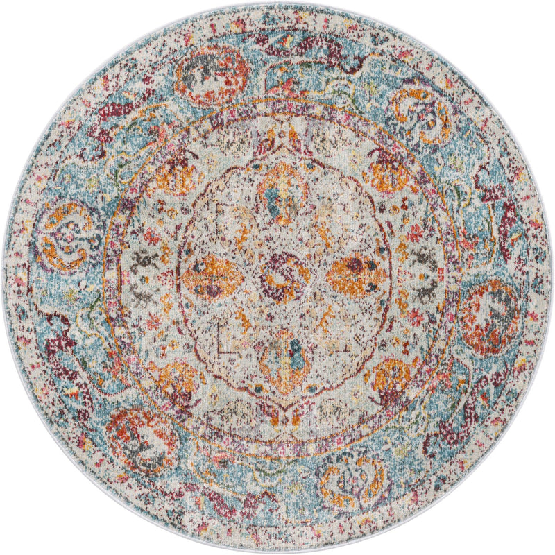 Caribbean Breeze Collection Area Rug -  Xcalak Round Light Blue  lifestyle 35