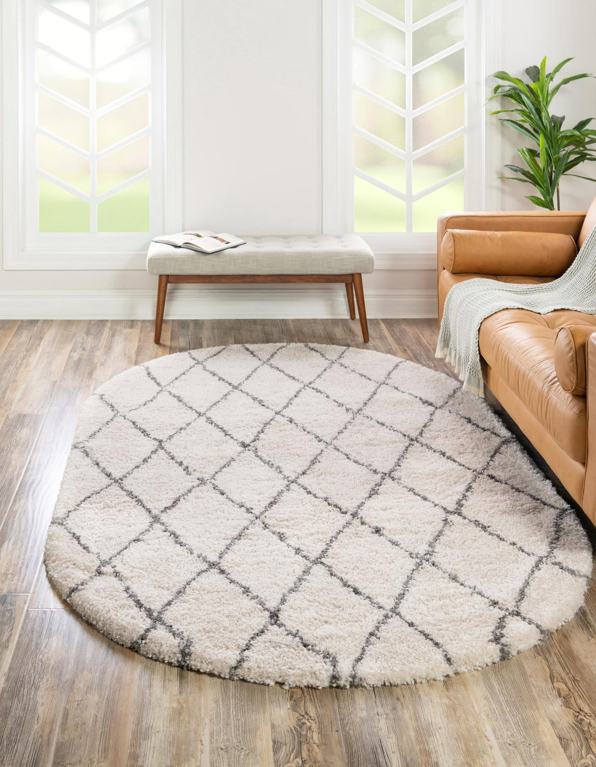 Casablanca Comfort Collection Area Rug -  Tangier Oval Pure Ivory  lifestyle 57