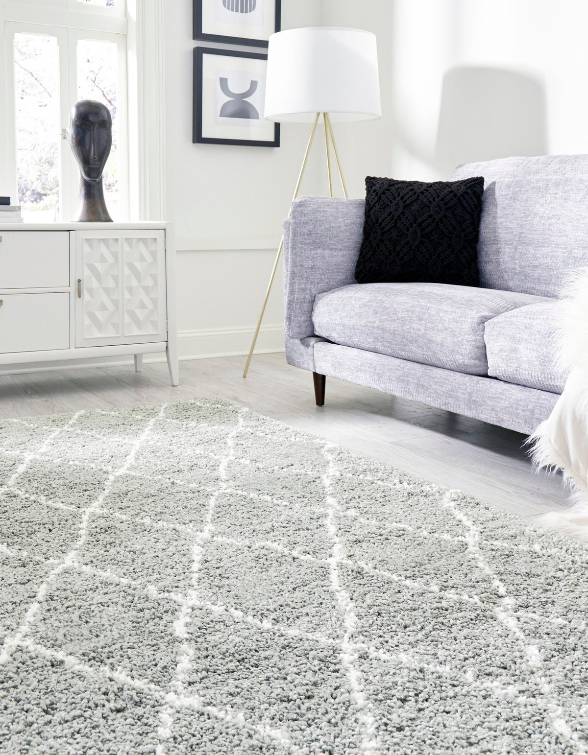 Casablanca Comfort Collection Area Rug -  Tangier Rectangle White Cyan  lifestyle 7