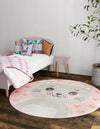 Playful Patterns Collection Area Rug - Frolic Round Pink  lifestyle 3