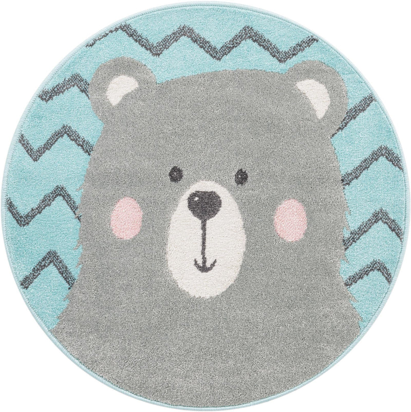 Playful Patterns Collection Area Rug -  Whirlwind Round Blue  lifestyle 3