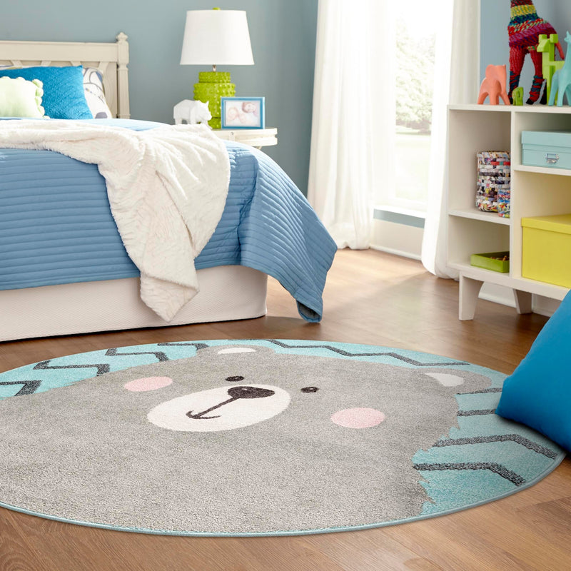 Playful Patterns Collection Area Rug -  Whirlwind Round Blue  lifestyle 30