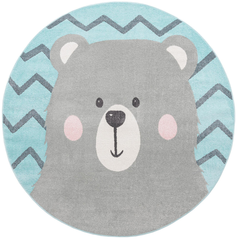Playful Patterns Collection Area Rug -  Whirlwind Round Blue  lifestyle 2