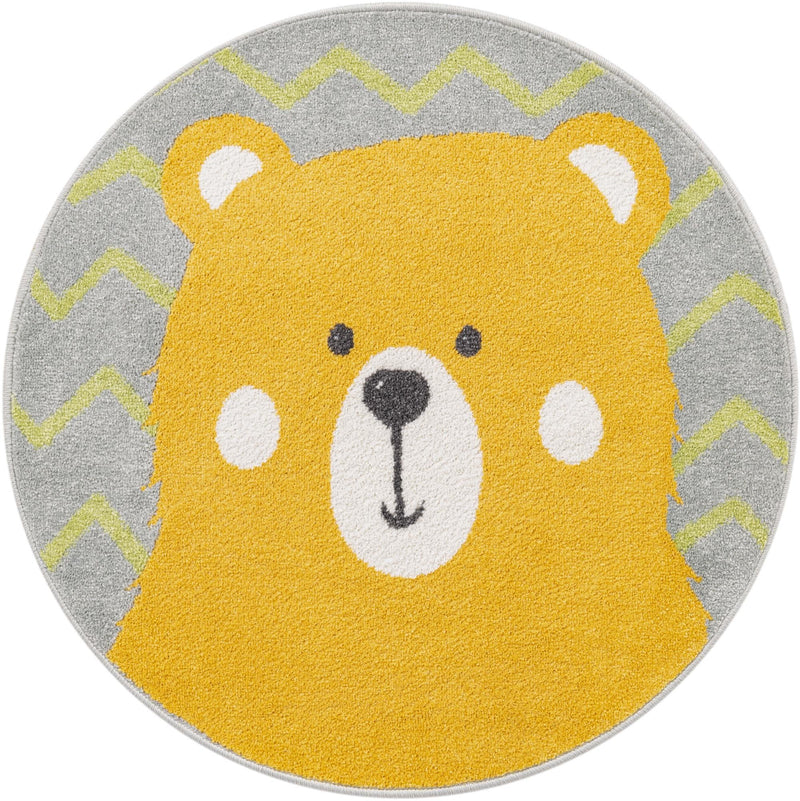 Playful Patterns Collection Area Rug -  Whirlwind Round Yellow Main