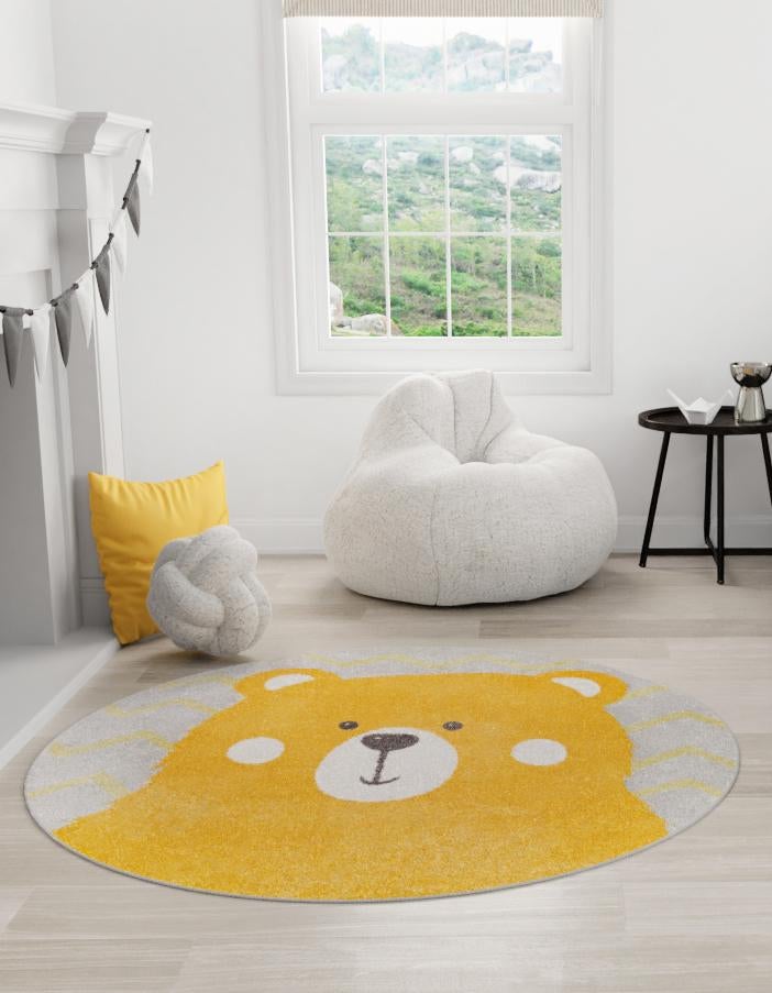 Playful Patterns Collection Area Rug -  Whirlwind Round Yellow  lifestyle 5