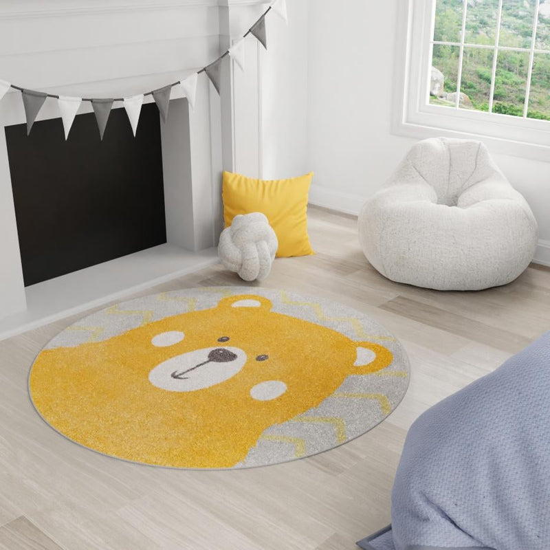 Playful Patterns Collection Area Rug -  Whirlwind Round Yellow  lifestyle 27