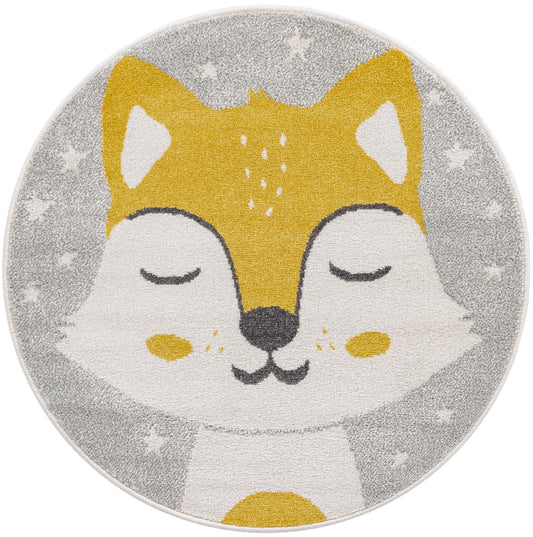 Playful Patterns Collection Area Rug -  Lively Round Gray Main