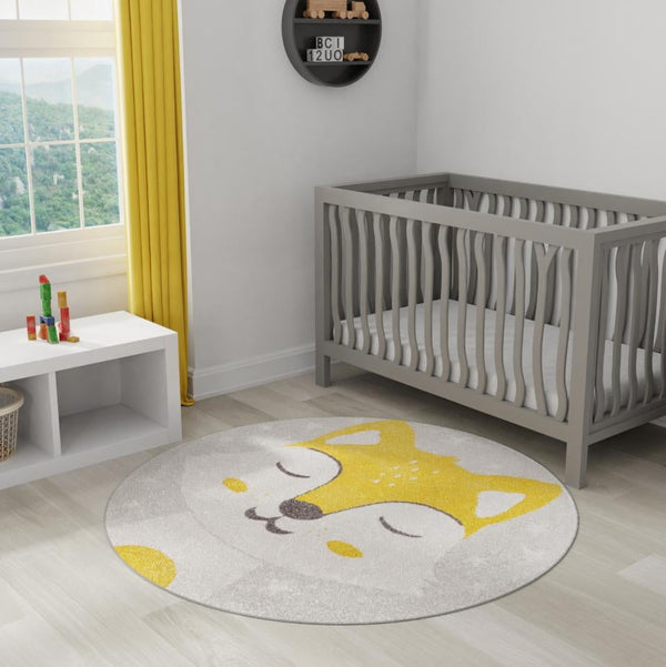 Playful Patterns Collection Area Rug -  Lively Round Gray  lifestyle 14