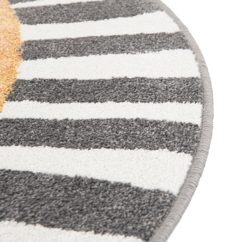 Playful Patterns Collection Area Rug -  Riddle Round Light Brown  lifestyle 11