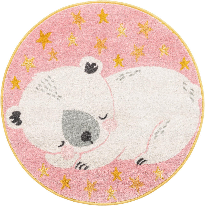 Playful Patterns Collection Area Rug -  Jovial Round Pink Main