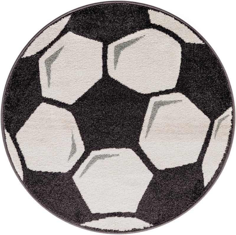 Playful Patterns Collection Area Rug -  Mirth Round Black and White Main