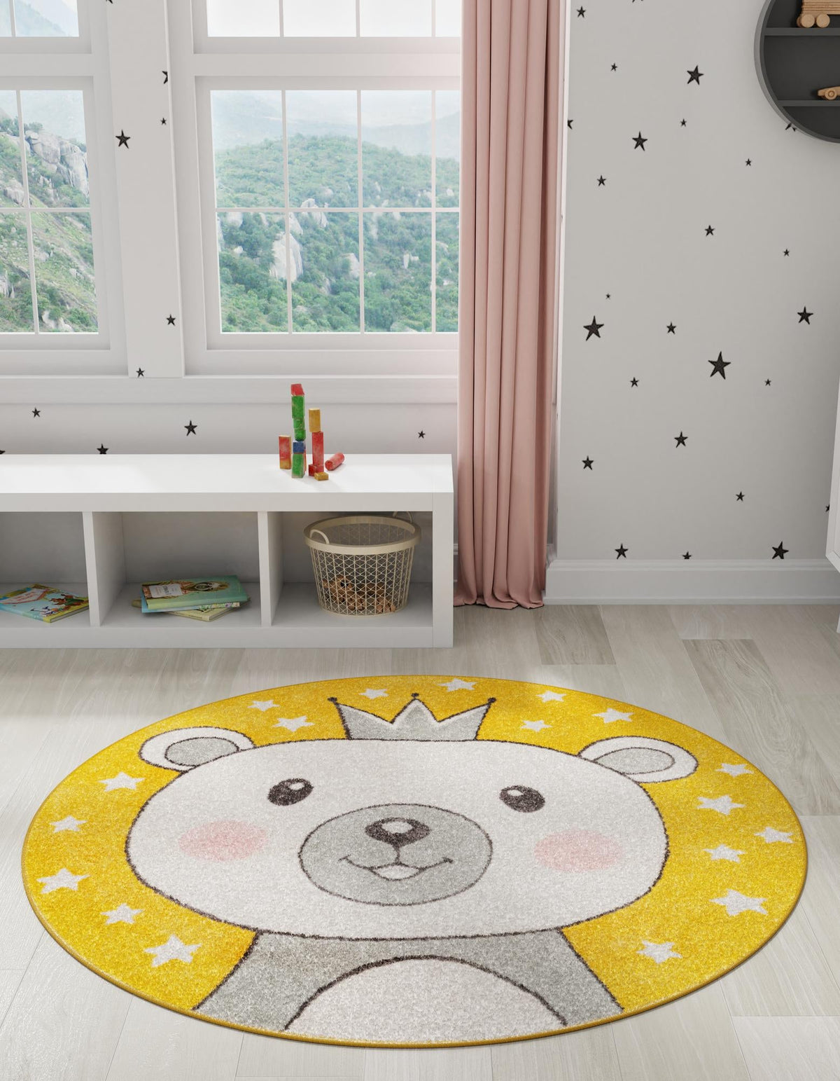 Playful Patterns Collection Area Rug -  Enchant Round Yellow  lifestyle 2