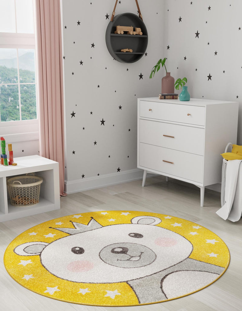 Playful Patterns Collection Area Rug -  Enchant Round Yellow  lifestyle 3
