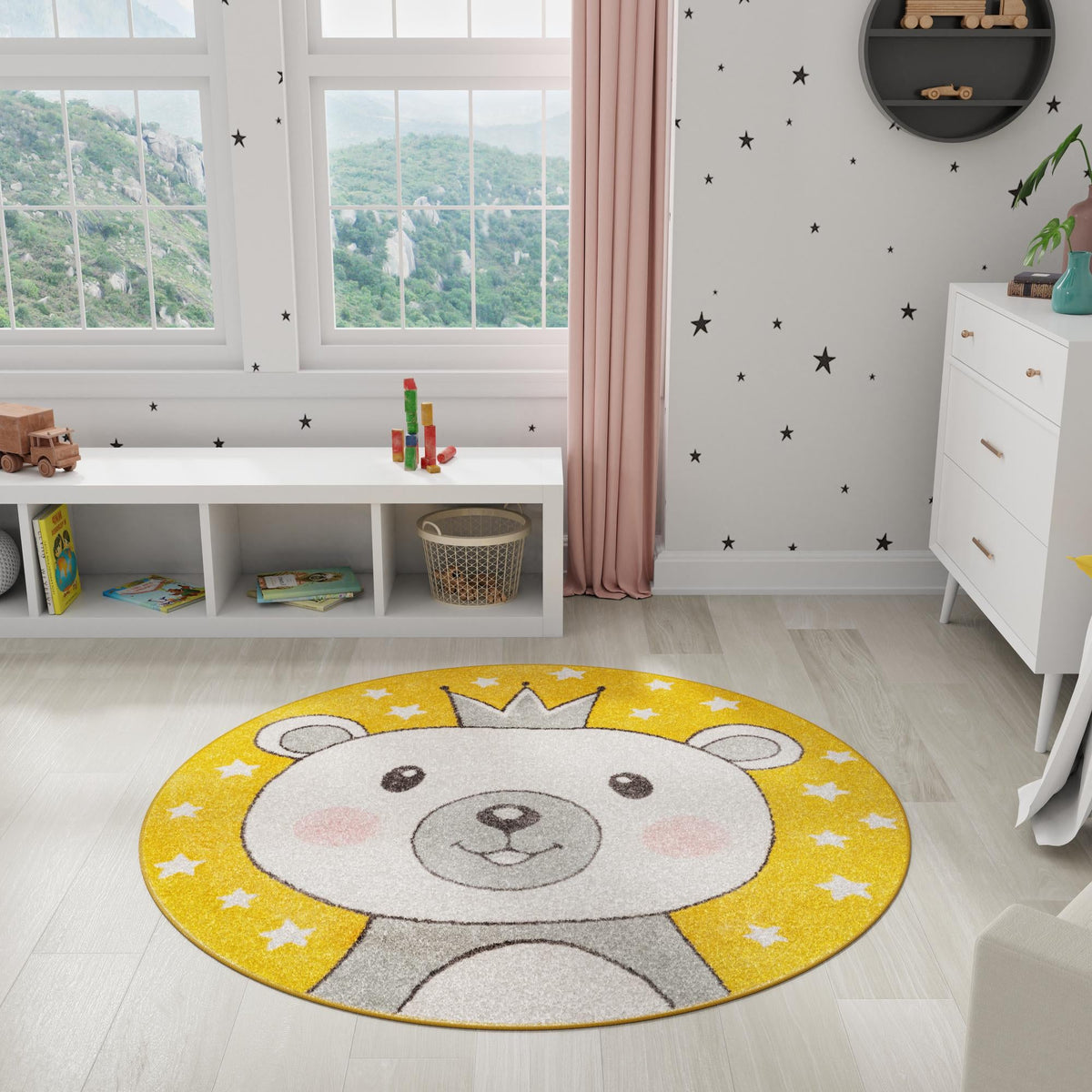 Playful Patterns Collection Area Rug -  Enchant Round Yellow  lifestyle 14