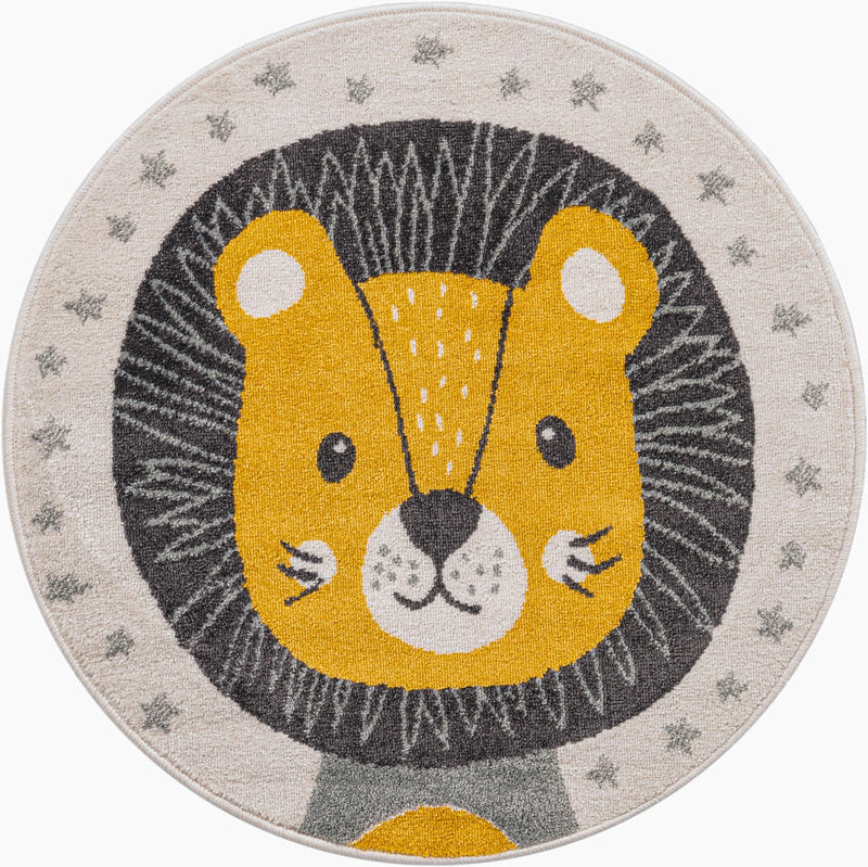 Playful Patterns Collection Area Rug -  Festive. Round Ivory Main