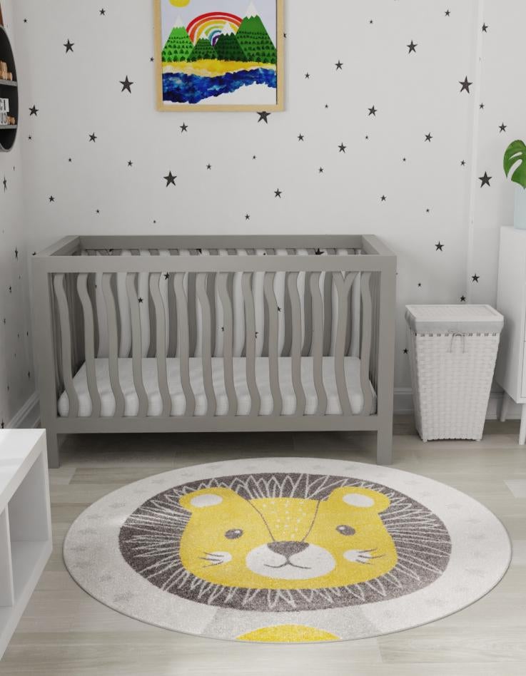 Playful Patterns Collection Area Rug -  Festive. Round Ivory  lifestyle 3