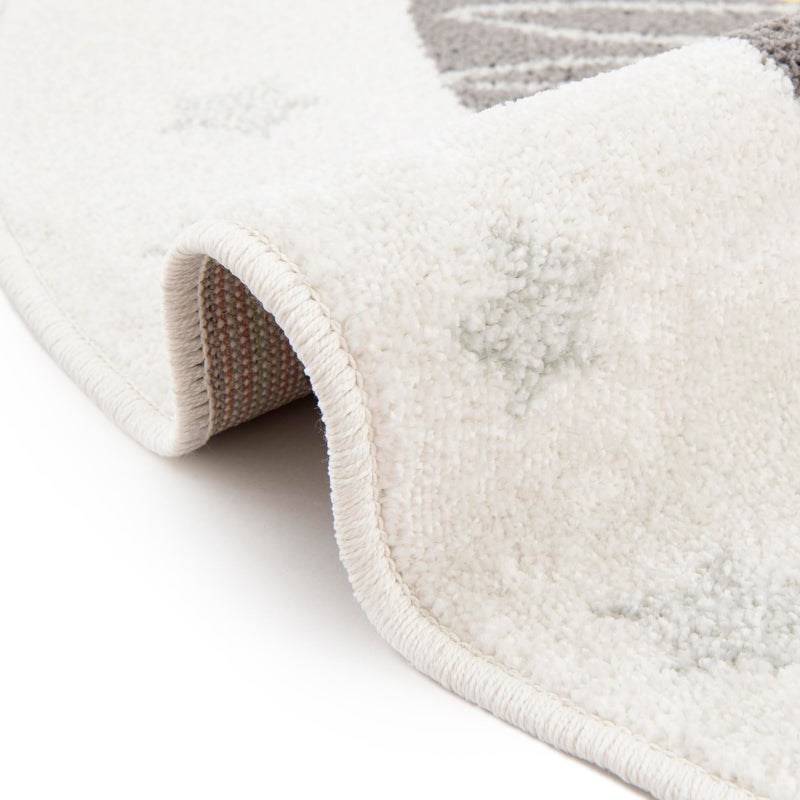 Playful Patterns Collection Area Rug -  Festive. Round Ivory  lifestyle 9