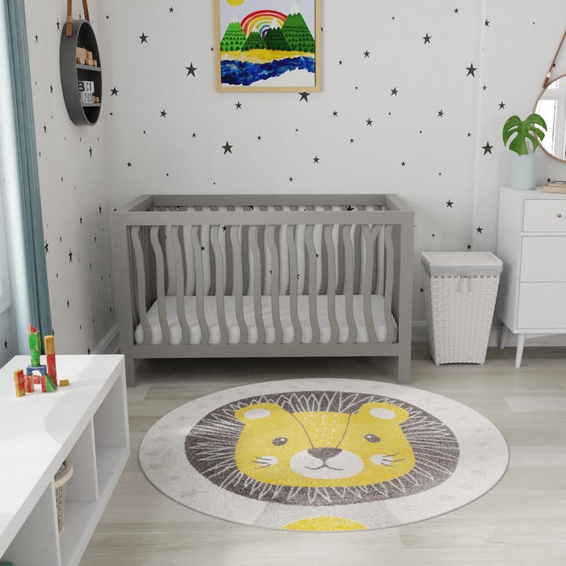 Playful Patterns Collection Area Rug -  Festive. Round Ivory  lifestyle 15