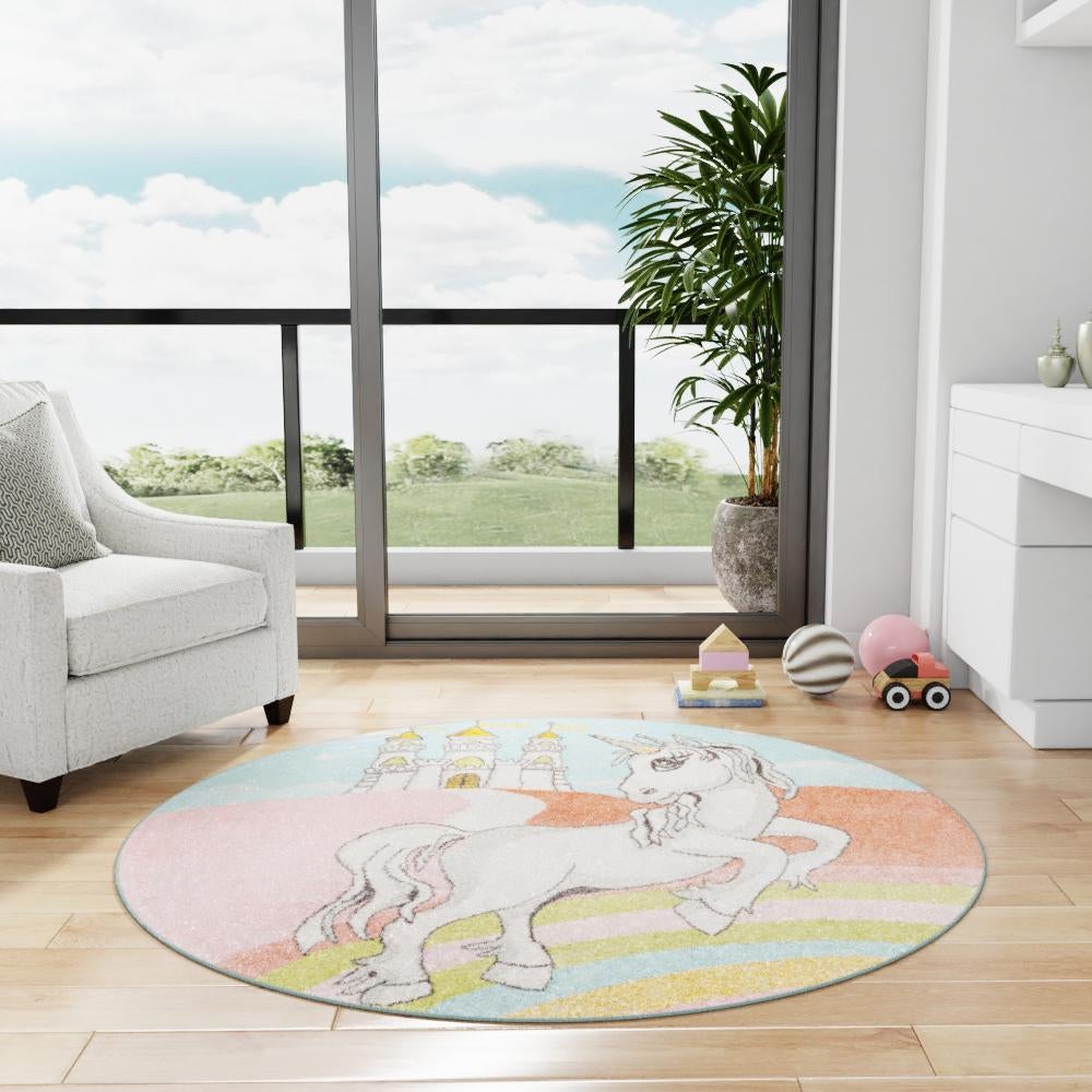 Playful Patterns Collection Area Rug -  Carnival Round Multi  lifestyle 43