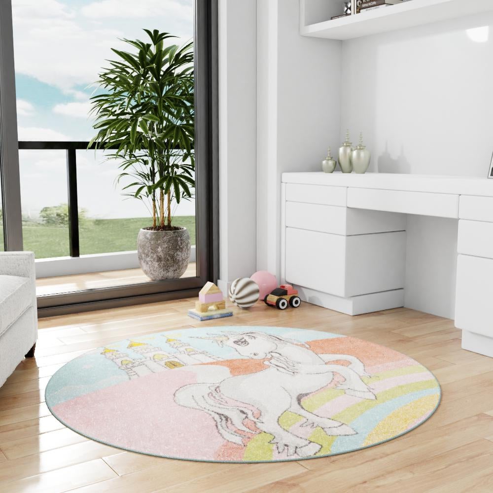 Playful Patterns Collection Area Rug -  Carnival Round Multi  lifestyle 45