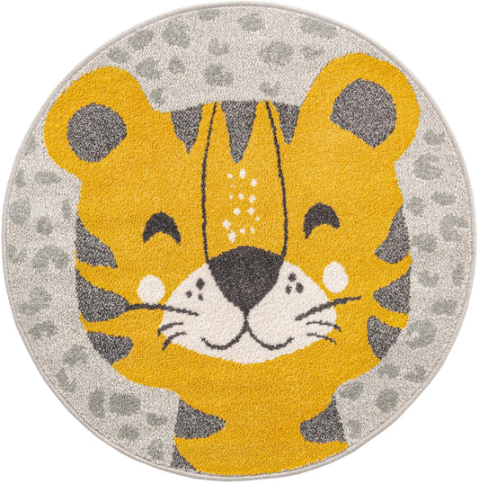 Playful Patterns Collection Area Rug -  Doodle Round Gray Main