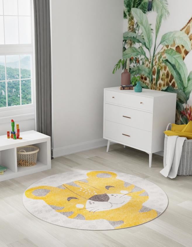 Playful Patterns Collection Area Rug -  Doodle Round Gray  lifestyle 2