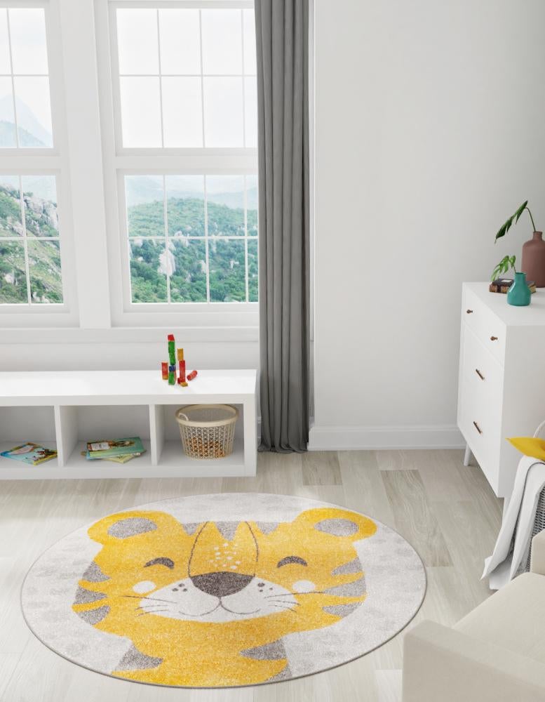 Playful Patterns Collection Area Rug -  Doodle Round Gray  lifestyle 3