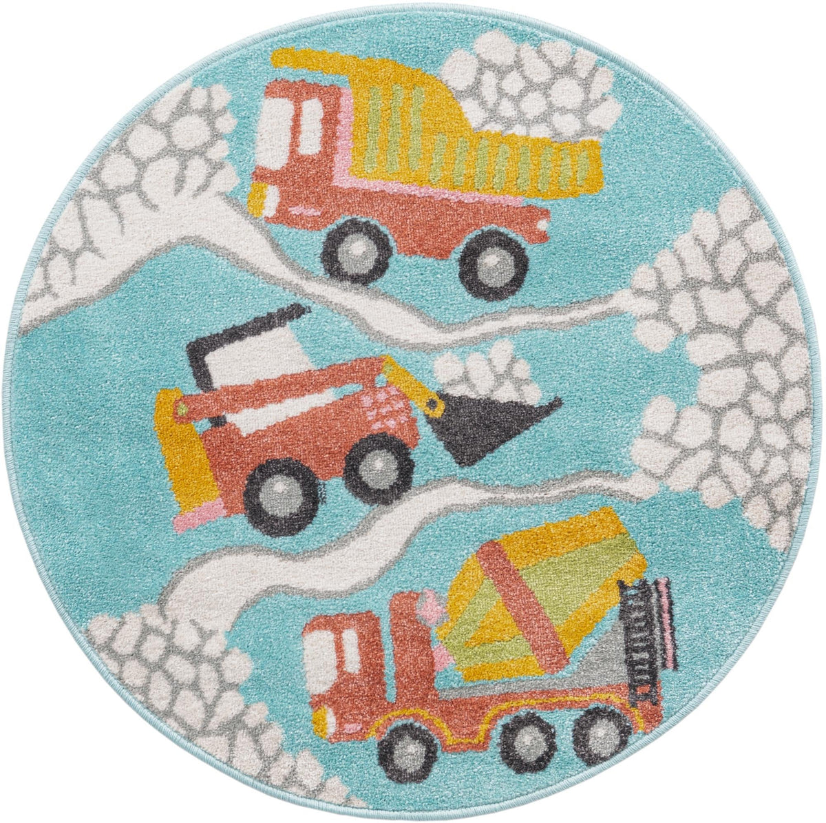 Playful Patterns Collection Area Rug -  Labyrinth Round Teal  lifestyle 17