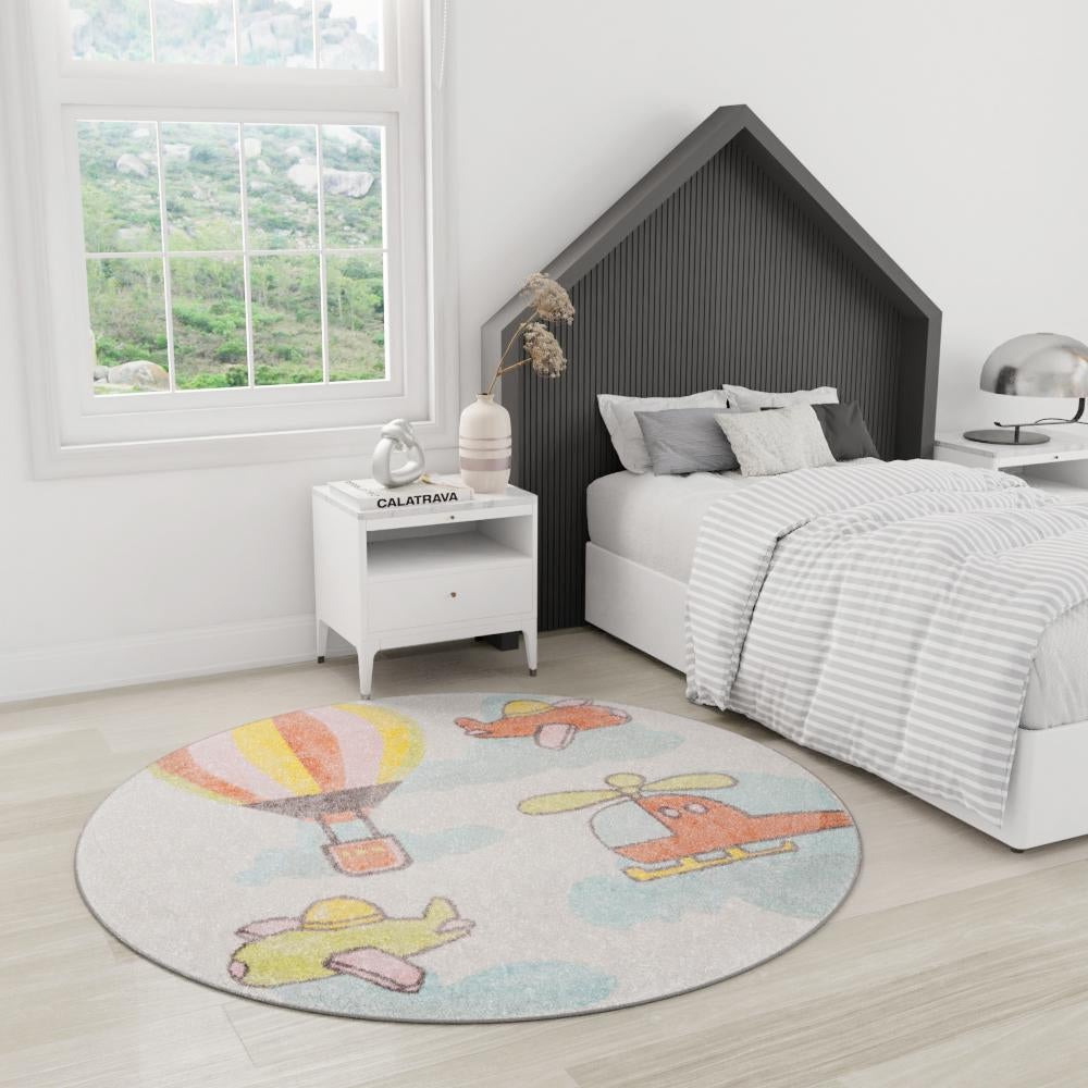 Playful Patterns Collection Area Rug -  Splatter Round Multi  lifestyle 43
