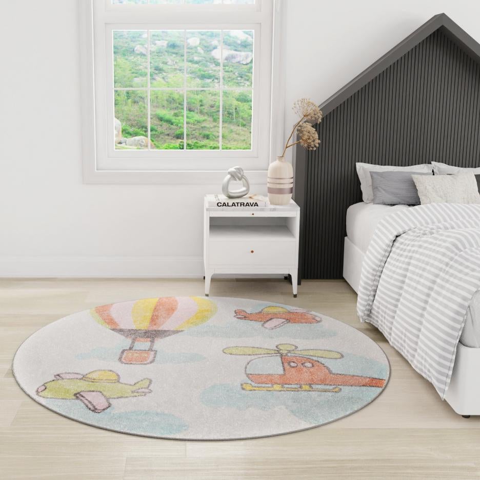 Playful Patterns Collection Area Rug -  Splatter Round Multi  lifestyle 45