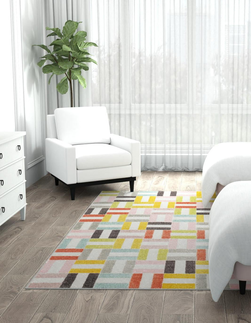 Playful Patterns Collection Area Rug -  Kaleidoscope Rectangle Multi  lifestyle 3