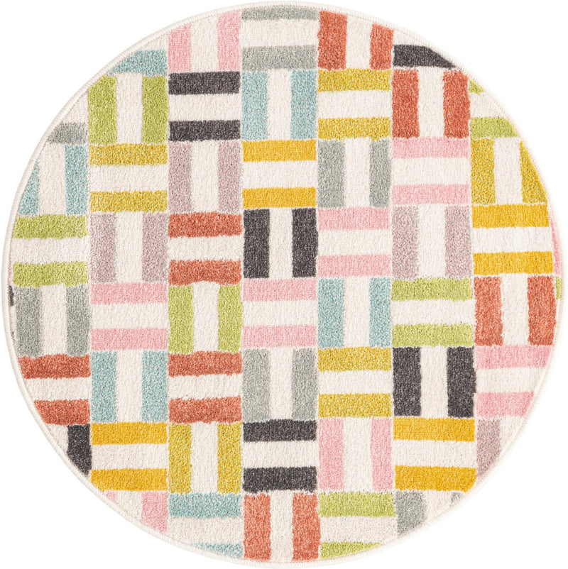 Playful Patterns Collection Area Rug -  Kaleidoscope Round Multi  lifestyle 17
