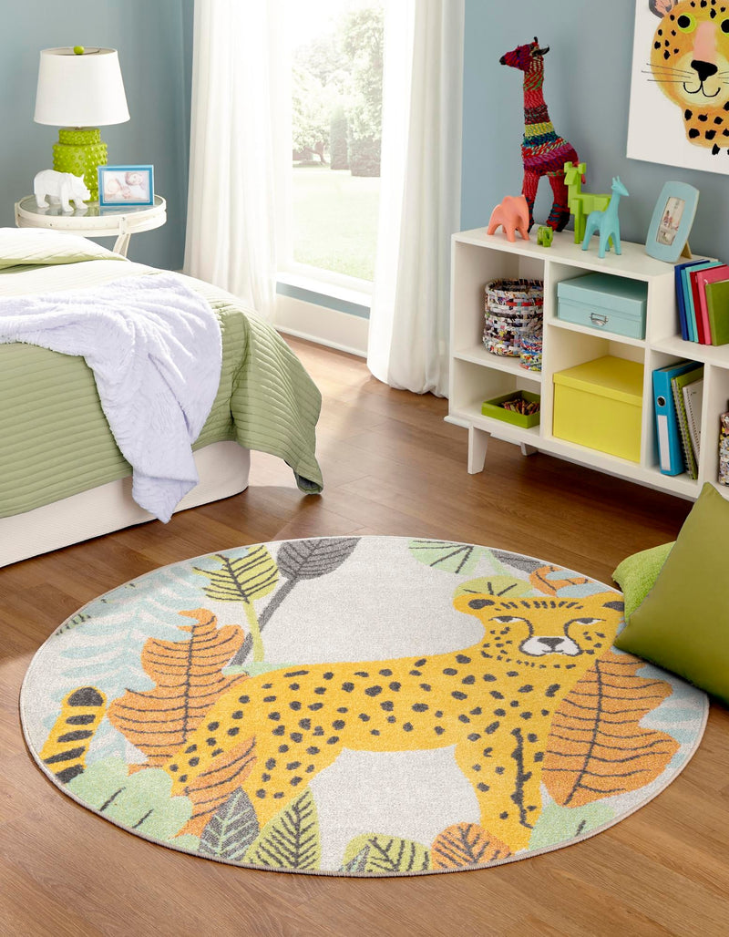 Playful Patterns Collection Area Rug -  Puzzled Round Gray  lifestyle 19