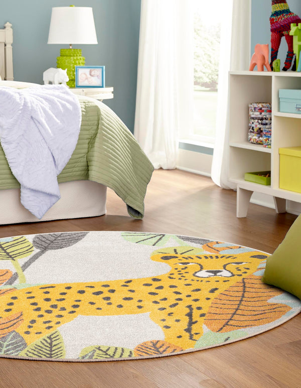 Playful Patterns Collection Area Rug -  Puzzled Round Gray  lifestyle 21